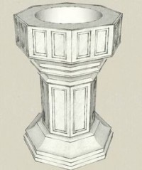 eight sided baptismal font, drawing