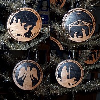 Laser cut, hand painted, Nativity ornaments